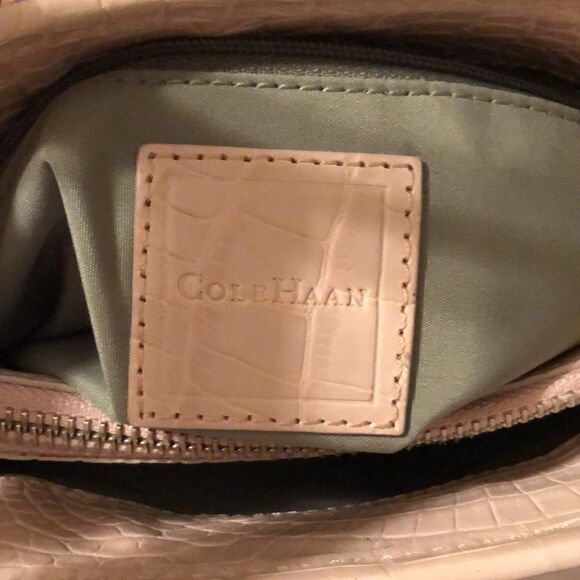 Cole Haan Mini Satchel Croc Print Embossed Leather Blush Pink Nude - Picture 13 of 16